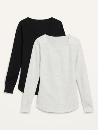 Long-Sleeve Thermal Pajama Tee 2-Pack for Women