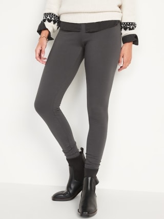 High-Waisted Fleece-Lined Ankle Leggings