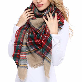 Women's Plaid Blanket Winter Scarf
