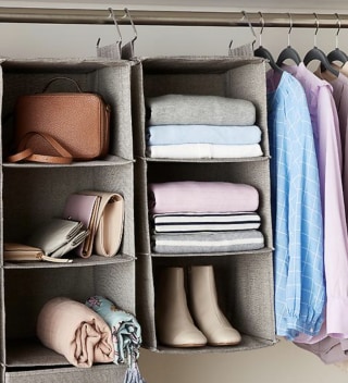 Wide 3-Compartment Hanging Closet Organizer