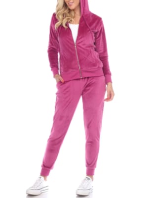 White Mark Velour Tracksuit Loungewear Set
