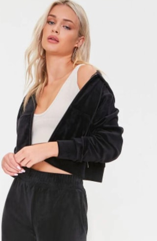 Velour Zip-Up Hoodie