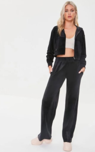 Velour Wide-Leg Sweatpants
