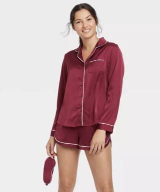 Women's 3-Piece Satin Long Sleeve Pajama Set