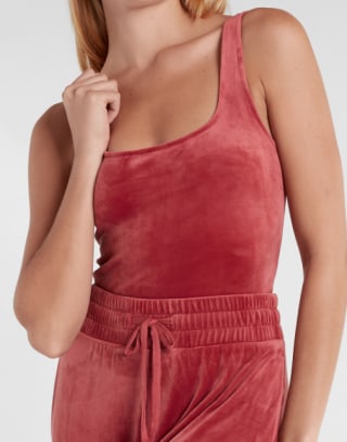 Velour Cropped Square Neck Tank
