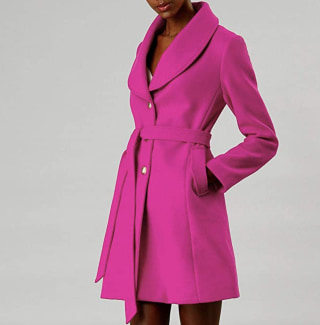 Allegra K Shawl Collar Single Breasted Winter Long Belted Coat