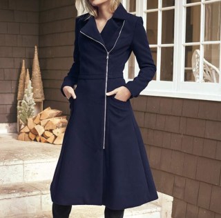 Long Asymmetrical Zipper Coat