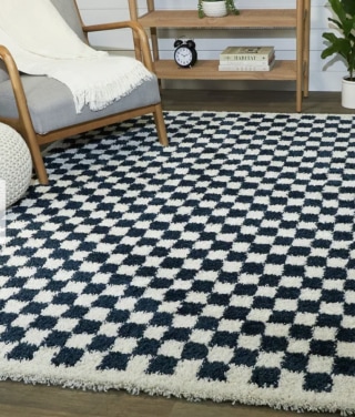 Checkered Shag Area Rug