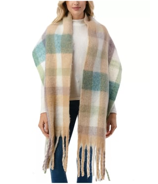 Marcus Adler Plaid Fringe Scarf