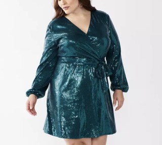 Nine West Sequin Wrap Dress