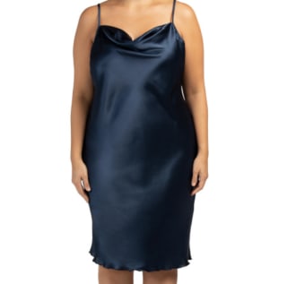 Cowl Neck Satin Slip Midi Dress