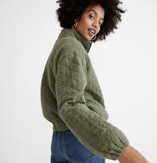 Madewell Diamond Jacquard Half-Zip Pullover Top