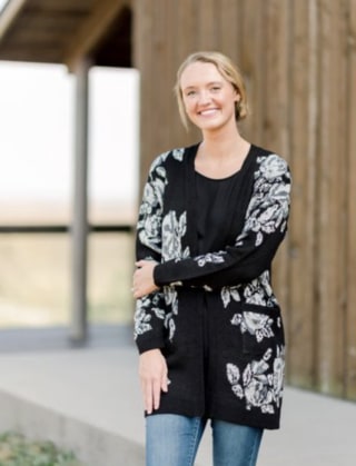 The Pioneer Woman Floral Jacquard Open Front Cardigan