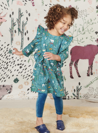 Tea Collection Ruffle Shoulder Woven Dress