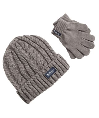 Ben Sherman Kids' Cable Knit Hat & Glove Set