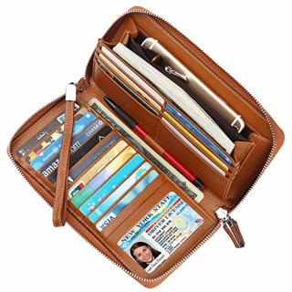 Lavemi RFID Blocking Leather Zip Around Wallet