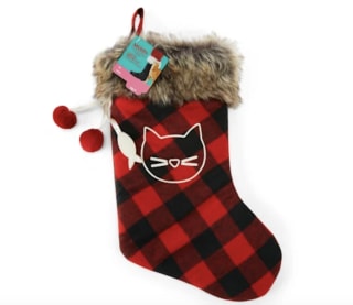 Merry Makings Cat Buffalo Check Stocking