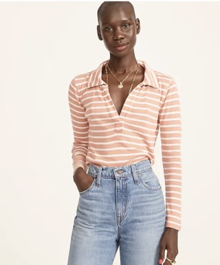 J.Crew Ribbed Polo T-Shirt in Stripe