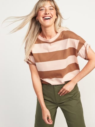 Old Navy Short-Sleeve Vintage Loose Striped Easy T-Shirt