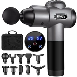 TOLOCO Massage Gun, Upgrade Percussion Muscle Massage Gun for Athletes, Handheld Deep Tissue Massager (Grey)