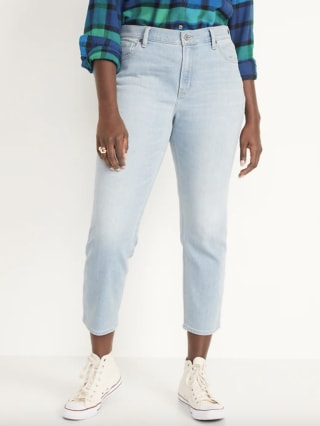 Mid-Rise Built-In Warm Light-Wash Boyfriend Jeans