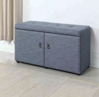 Slate Blue Shoe Storage Ottoman