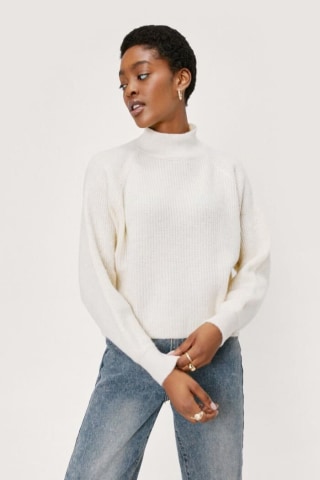 Knitted High Neck Soft Knit Boyfriend Sweater