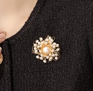 Dainty Gold Pearl Brooch Pin