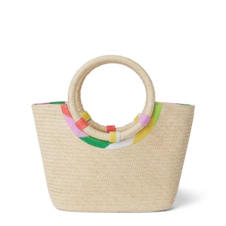 Kaavia James Rainbow Trim Straw Tote