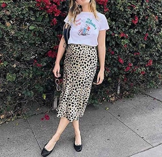 Keasmto Leopard Midi Skirt