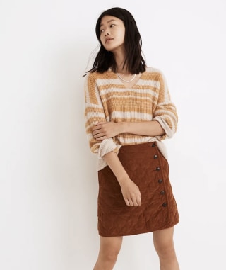 Corduroy Quilted Mini Skirt