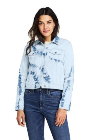 Lands' End Long Sleeve Tie Dye Denim Jacket
