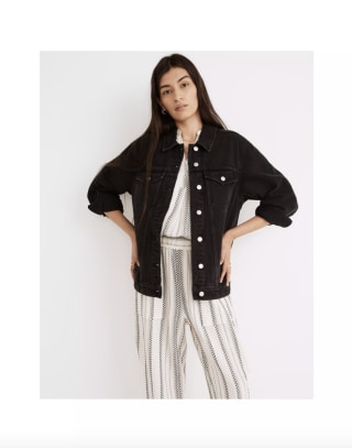 The Oversized Trucker Jean Jacket in Washed Black