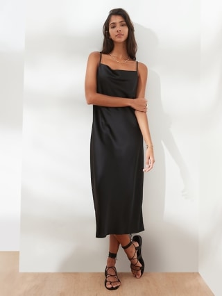 Banana Republic Factory Cowl-Neck Satin Slip Dress