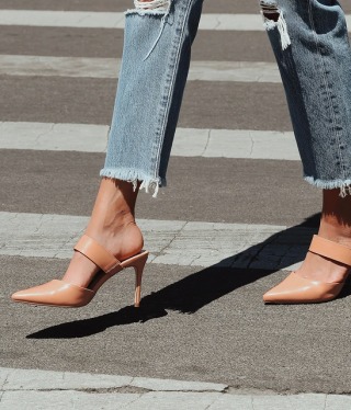 Faire Tan Pointed-Toe Mules