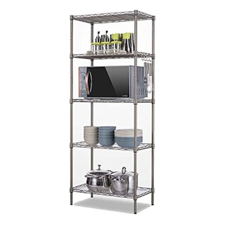 MACRO GLOBE 5-Tier Changeable Assembly Carbon Steel Standing Shelf Units,Heavy Duty Shelving Unit(350 lbs Loading Capacity),Wire Shelving Unit for Home&amp;Kitchen,Size 21.25" x 11.42" x 59.06"(Silver)