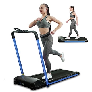 Maksone 2 in 1 Folding Treadmill for Home, Foldable Treadmill, Under Desk Electric Treadmill Walking Jogging Machine with Remote Control, Installation-Free(Blue)