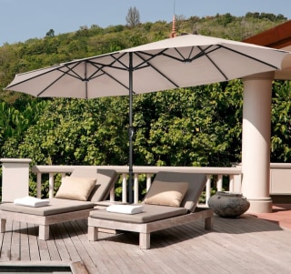 Double-Sided Twin Patio Umbrella Sun Shade