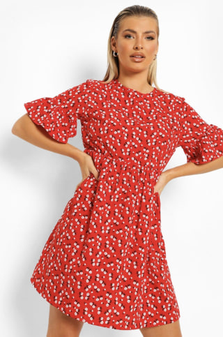 Woven Ditsy Floral Smock Dress