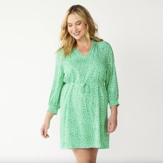 V-Neck Smocked Sleeve Dress