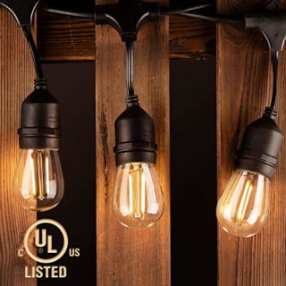 addlon LED Outdoor String Lights 48FT with 2W Dimmable Edison Vintage Shatterproof Bulbs and Commercial Grade Weatherproof Strand - UL Listed Heavy-Duty Decorative Cafe, Patio, Market Light