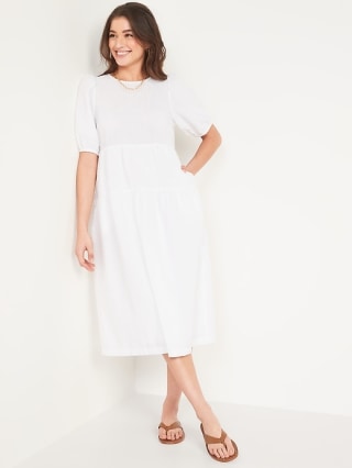 Old Navy Tiered Puff-Sleeve All-Day Midi Swing Dress