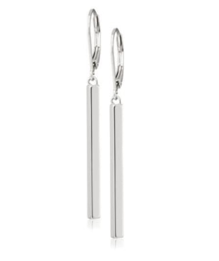 Sterling Silver Vertical Bar Dangle Earrings
