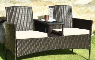 Patio Loveseat Sofa & Coffee Table