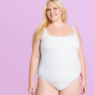 Women's Ribbed Henley One Piece Swimsuit - Stoney Clover Lane x Target White