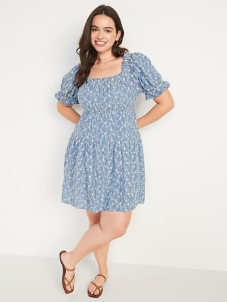 Old Navy Puff-Sleeve Tiered Mini Swing Dress