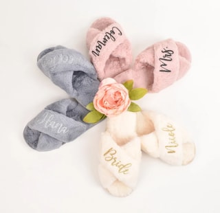 Natural Succulents Personalized Bridesmaid Slipper