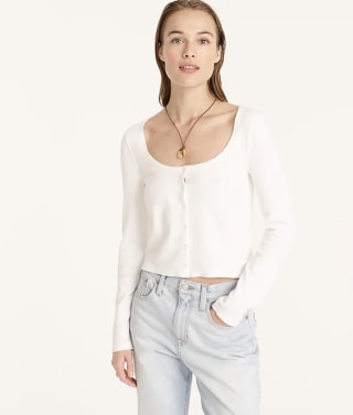 Scoopneck Ribbed Cardigan Top