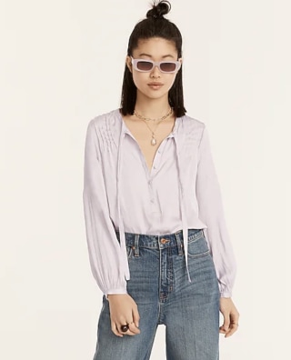 Featherweight Satin Tie-Neck Top