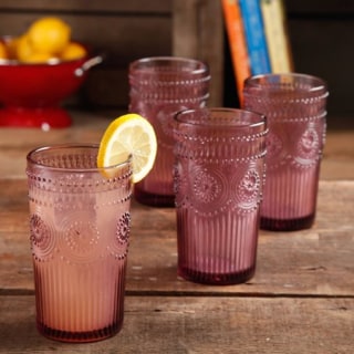 Adeline 16-Ounce Emboss Glass Tumblers (Set of 4)
